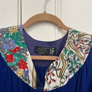 Zachary's Smile / Barney's Coop Royal Blue Dress with Floral Print Collar